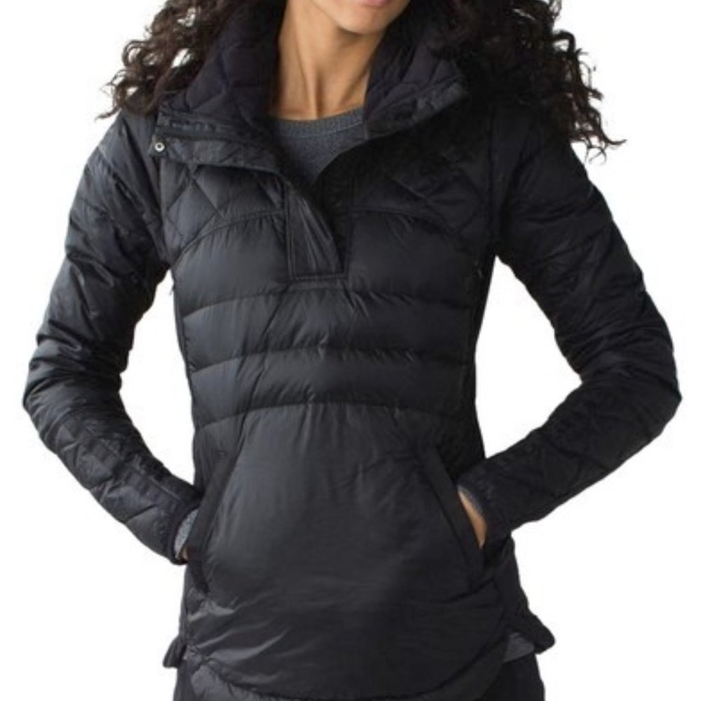 LULULEMON Down for a run black pullover puffer pouch pockets top jacket 4 - Picture 3 of 12